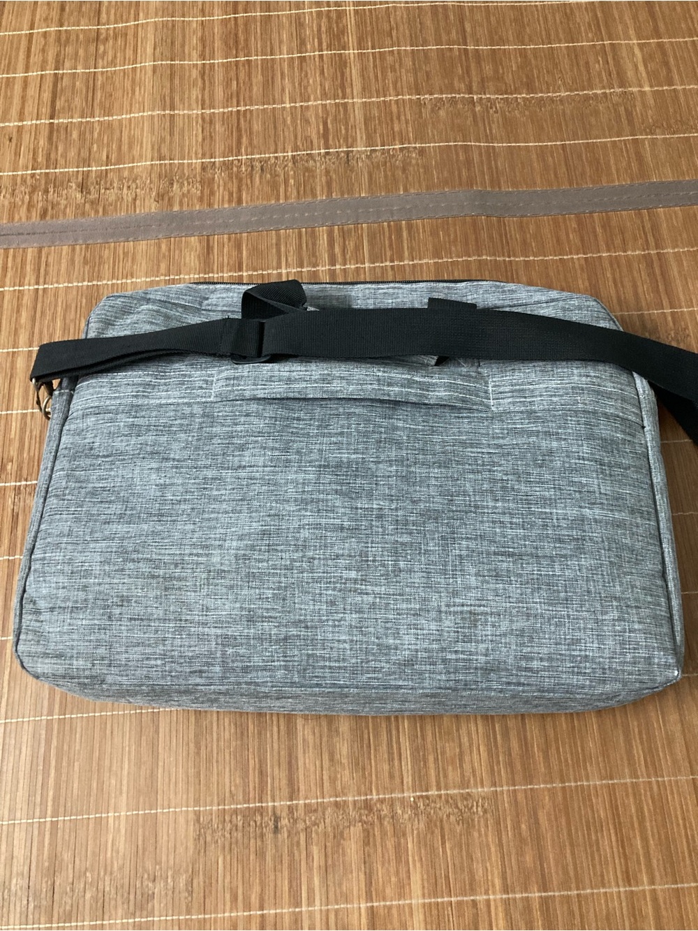 Men's Grey Laptop Messenger Bag with Adjustable Black Strap